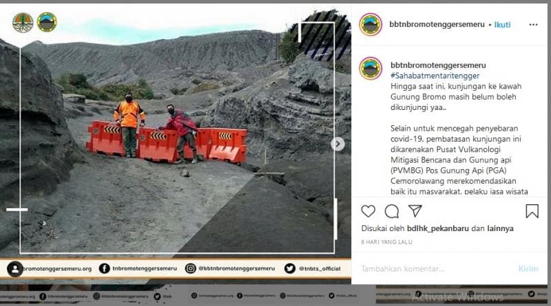 Himbauan di Instagram. (bbtbnbromotenggersemeru)<br>