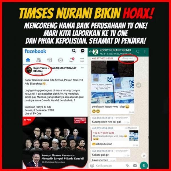 Bukti sebaran pesan berantai di Whatsapp. (Istimewa)