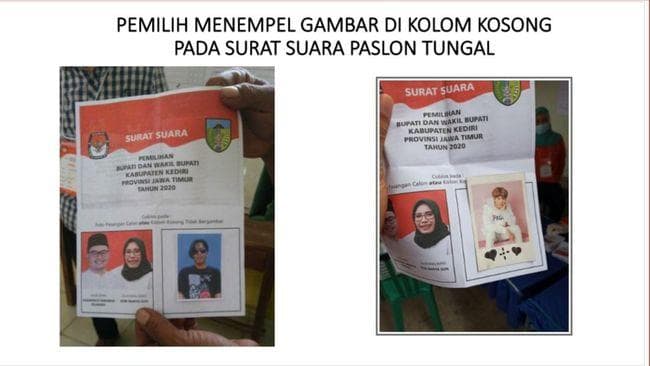 Warga justru memilih memasang foto Suga BTS dan mencoblosnya. (Twitter/nanasunbaenim)