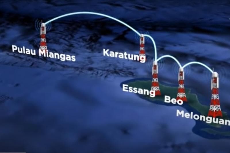 Keberadaan tower di Miangas membuka keterasingan para warganya.&nbsp; (Dok. Tim Ekspedisi Bakti untuk Negeri)