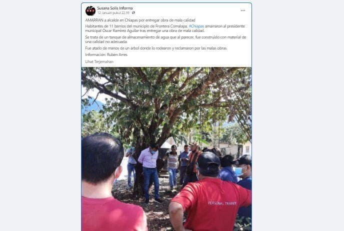 Pernyataan warga di Facebook. (Facebook/Susana Solis Informa)