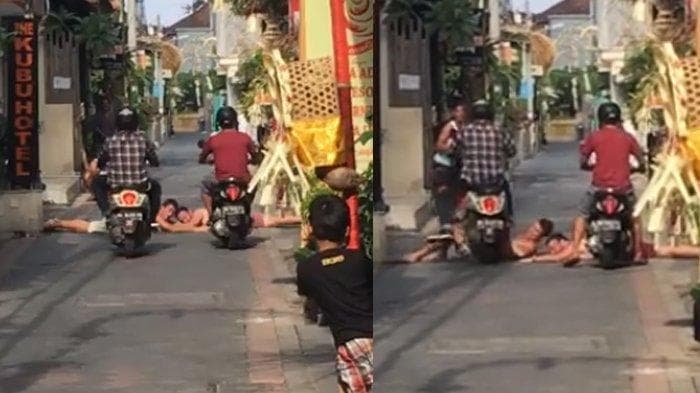 Bule dilindas sepeda motor di Legian. (Facebook/Bo Gerster/Hipwee)