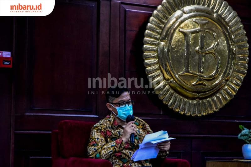 Deputi Kepala Perwakilan  Grup SP, PUR dan MI, Bapak Andry Prasmuko memaparkan tentang data Qris. (Inibaru.id/ Audrian F)<br>