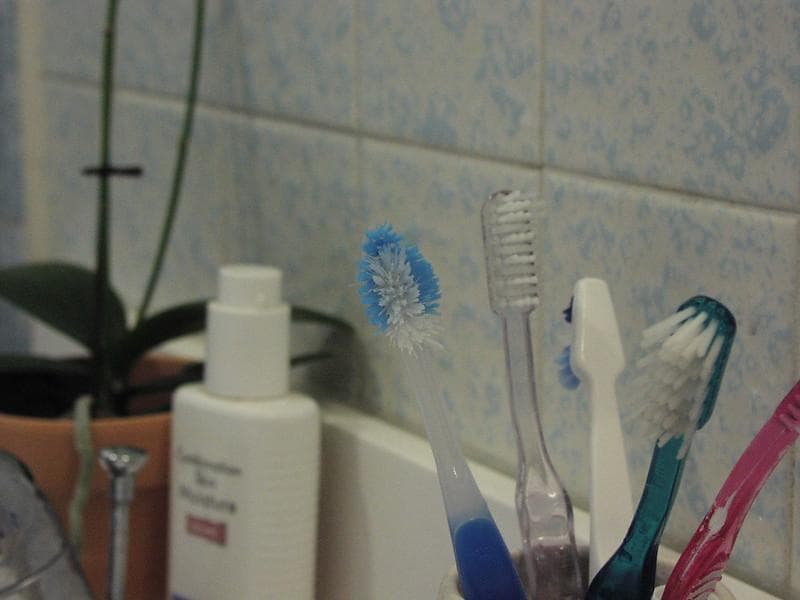 Jika disimpan di kamar mandi, sikat gigi bisa penuh bakteri. (Flickr/&nbsp; Kristian Bjornard)