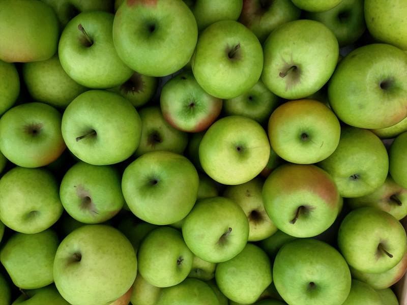 Apel malang berwarna hijau, sementara sebagian besar apel impor berwarna merah. (Flickr/Christopher Sessums)