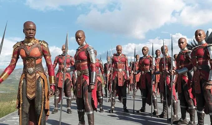 Prajurit perempuan Wakanda yang gagah dan berani siap membela negaranya. (Nbcnews/Blackpanthermovie)