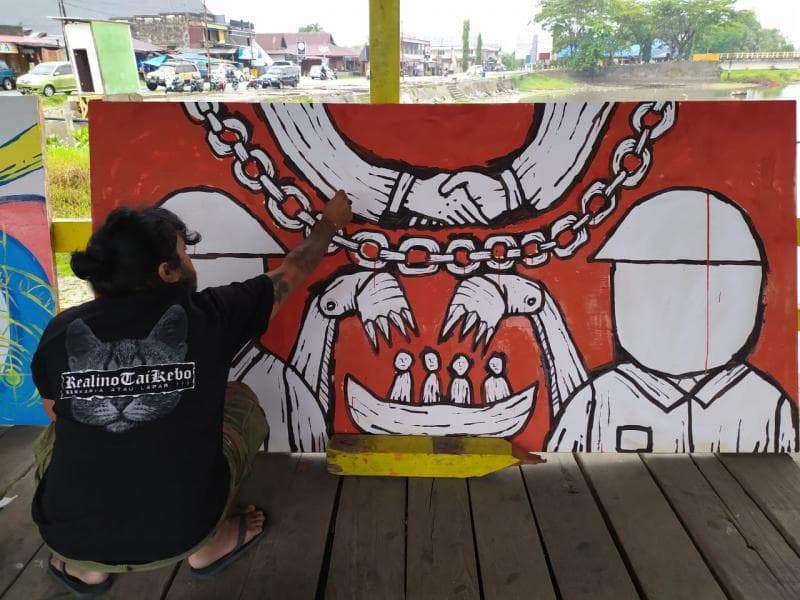 Ilustrasi: Penerapan aturan mengenai kekayaan intelektual sebagai objek jaminan utang masih sarat masalah. Koalisi Seni mengimbau pemerintah untuk evaluasi skema, utamanya terkait hak cipta. (Mosintuwu/Amantia)