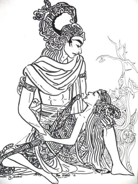 Ilustrasi Bisma yang tak sengaja membunuh Amba. (GKJ Nehemia)