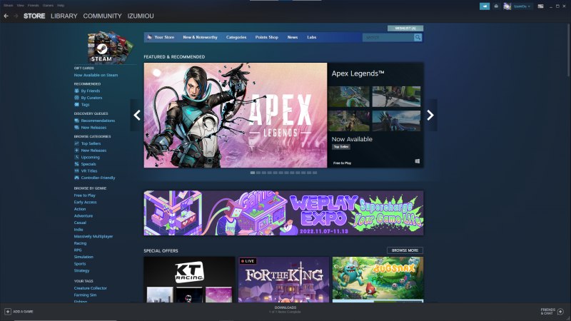 Menu Store di Steam (store.steampowered.com)