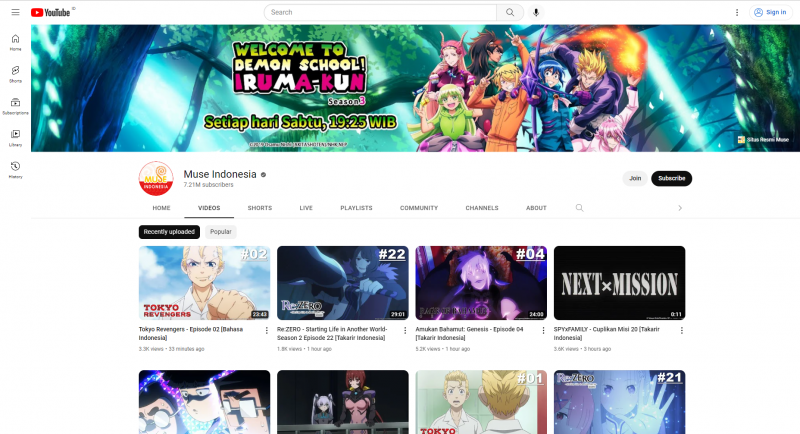 Situs Muse Indonesia (Youtube)