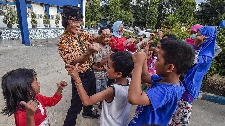 Trauma healing membantu memulihkan kondisi psikologis para korban bencana. (Antara/Muhammad Adimaja)&nbsp;