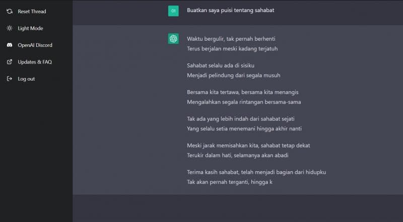 Contoh tulisan yang dibuat AI ChatGPT. (Infokomputer/Rafki)