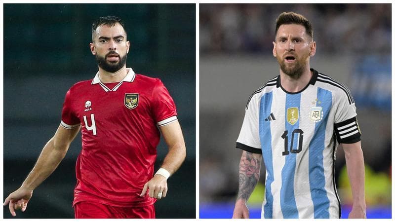 Bek Timnas Indonesia Jordi Amat sudah beberapa kali berhadapan dengan Messi di Liga Spanyol. (Bola/Bagaskara Lazuardi - AFP/Juan Mabromata)