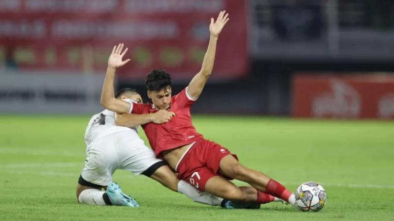 Skor 0-0 dalam laga FIFA Matchday Indonesia melawan Palestina pada Senin (19/6/2023) di Surabaya. (Tvonenews)