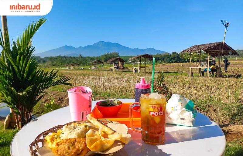 Hamparan sawah dan pegunungan jadi magnet para pengunjung mendatangi warung Soto Sawah Mbak Tutik. (Inibaru.id/ Fitroh Nurikhsan)