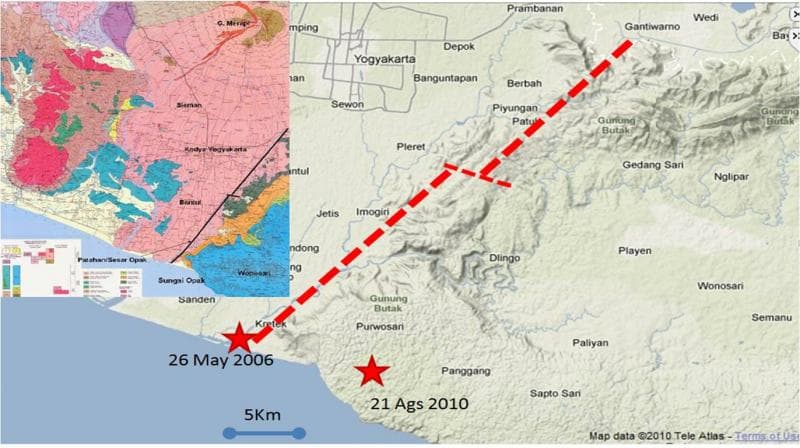 Sesar Opak jadi penyebab gempa Yogyakarta pada 2006. (Dongenggeologi.wordpress)