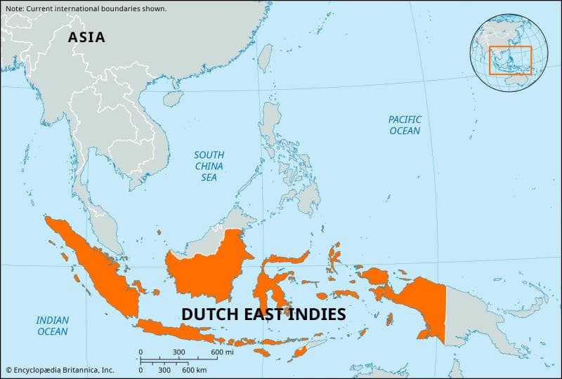Sejarah penamaan Hindia Belanda untuk Nusantara. (Britannica)