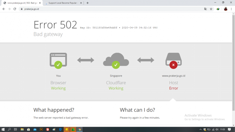 Laman Kartu Pra Kerja belum bisa diakses. (Inibaru.id/ Ulfach)
