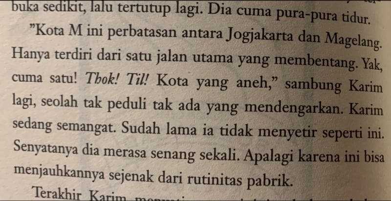 Penyebutan Kota M di novel Gadis Kretek. (Twitter/nabbski)