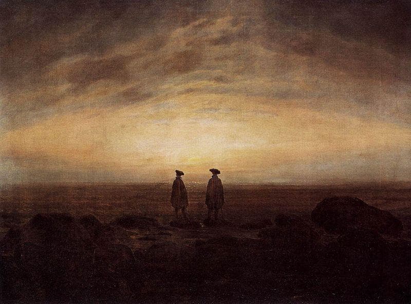 Lukisan "Two Men by the Sea" karya Caspar David Friedrich menggambarkan "Year without a summer" gara-gara letusan Gunung Tambora. (Wikipedia)