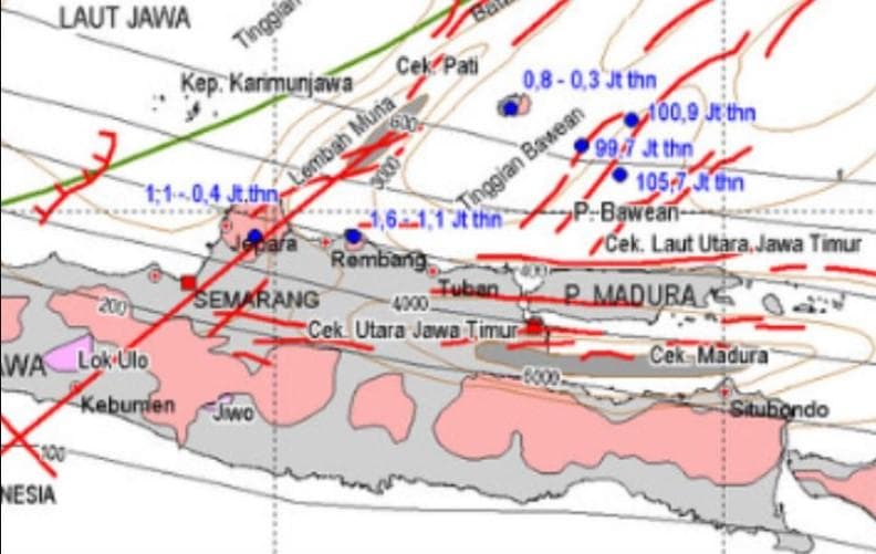 Sesar Bawean ada di Laut Jawa. (Twitter/PostMKG)