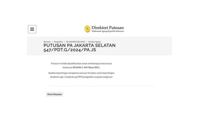 Ilustrasi: Putusan perceraian Ria Ricis sudah diakses dan diunduh ribuan kali. (Cnnindonesia)