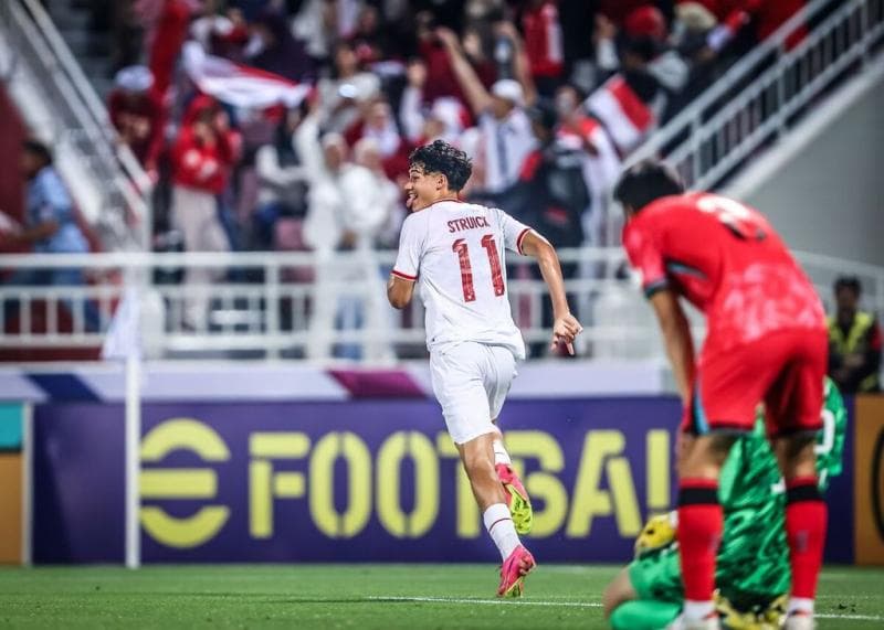 Gol Rafael Struick ke gawang Korea Selatan juga&nbsp; masuk nominasi gol terbaik. (AFC)