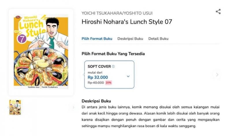 Komik Hiroshi Nohara's Lunch Style bisa didapat di toko-toko buku online. (Gramedia)