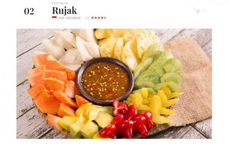 Rujak ada di peringkat kedua daftar salad buah terenak di dunia. (Taste Atlas)