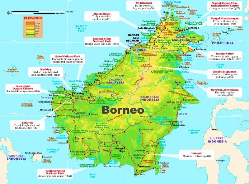 Kalimantan dikenal dengan nama lain Borneo. (Ontheworldmap.com)