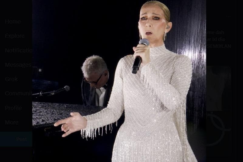 Celine Dion tampil di upacara pembukaan Olimpiade Paris 2024. (X/callmefye)