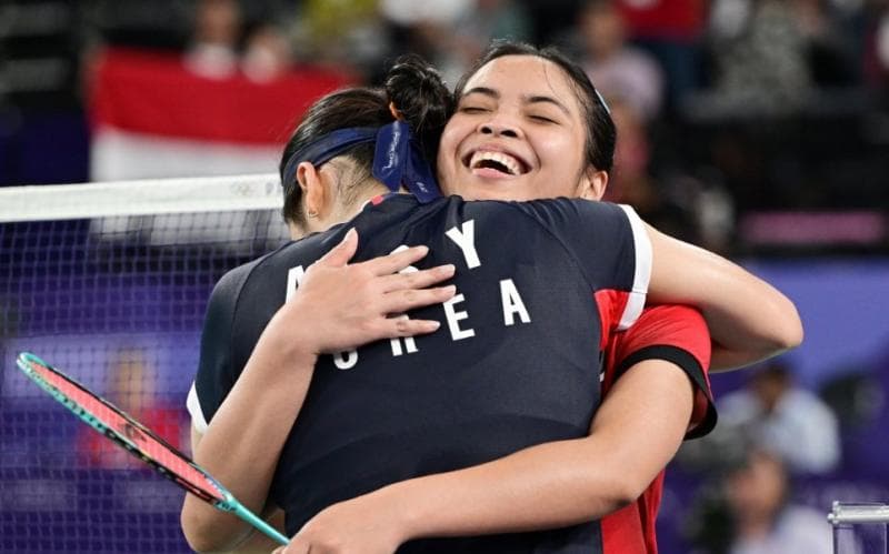 Gregoria Mariska Tunjung usai dikalahkan An Se-young di babak semifinal Olimpide Paris 2024. (Sportchoshun)