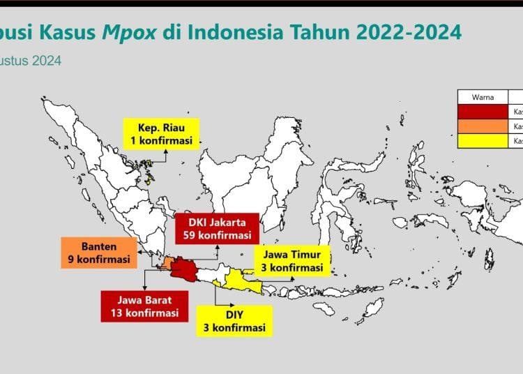 Sudah ada 88 kasus Mpox yang terkonformasi di indonesia. (Mpox)