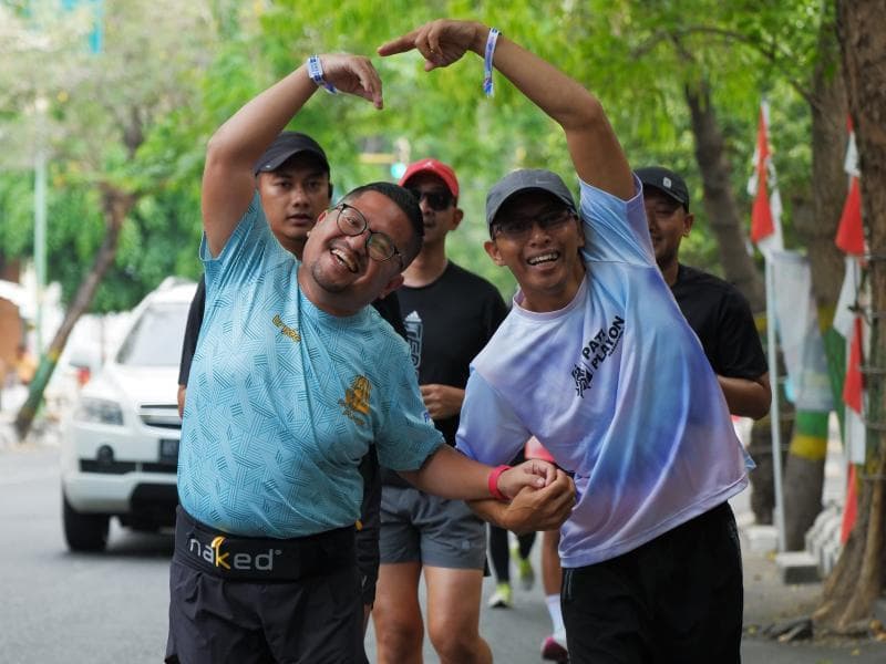 Peserta lari Shakeout Run for Gethuk terlihat sangat bersemangat mengikuti acara.&nbsp;(Dok Umar Shobirin)