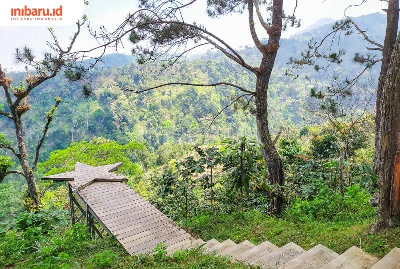 Spot foto paling ikonik berbentuk bintang di kawasan wisata Hutan Pinus Gunungsari, Kabupaten Pati. (Inibaru.id/ Rizki Arganingsih)