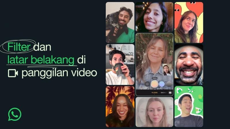 Fitur baru video call di WhatsApp, bisa memakai filter dan latar belakang. (WhatsApp)