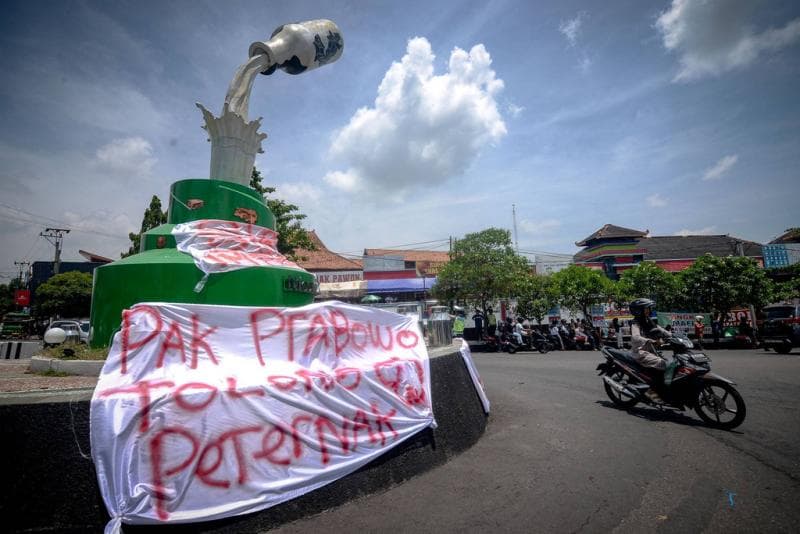 Tugu Patung Susu Tumpah, lokasi aksi protes para peternak dan pengusaha susu di Boyolalli. (Antara/Aloysius Jarot Nugroho)