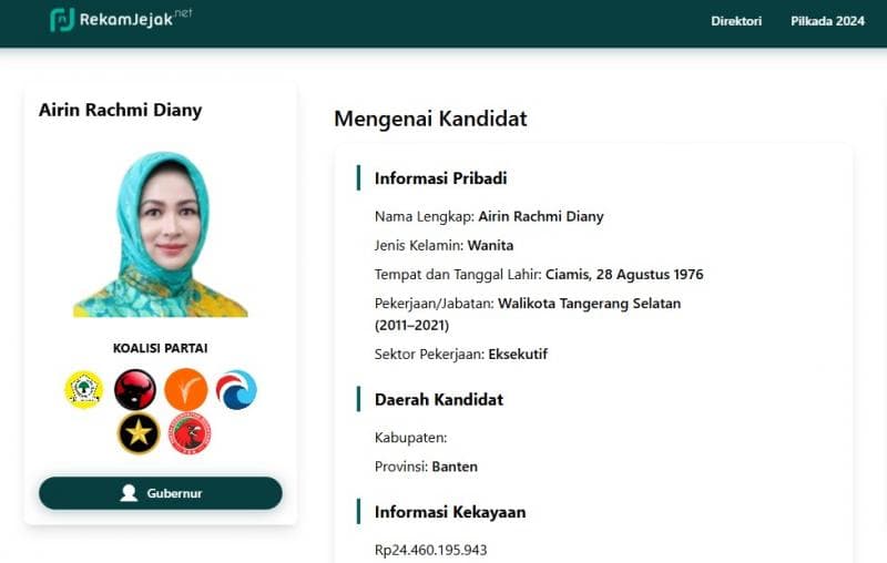 Contoh sebagian informasi yang dikuak di rekamjejak.net. (Rekamjejak)