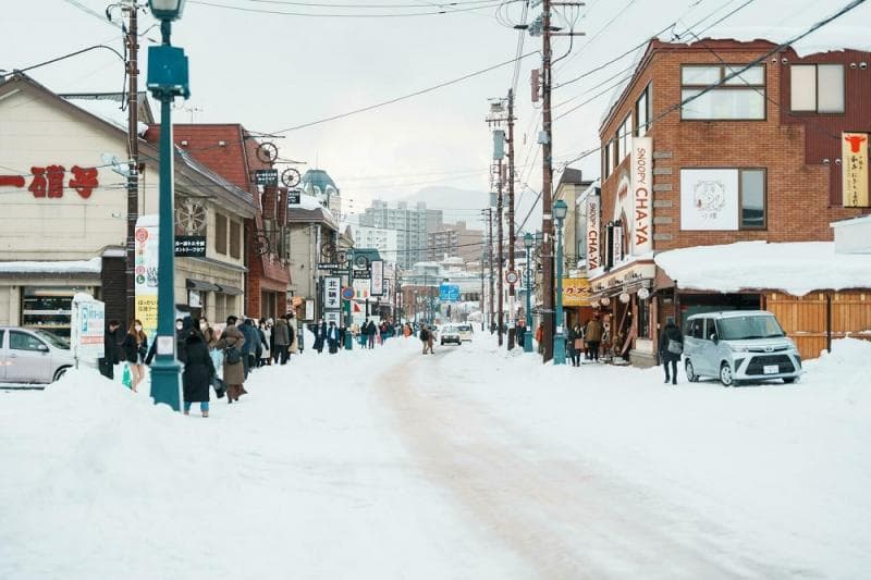 Wisata musim dingin di Otaru, Jepang. (Vecteezy/Jopanuwatd)