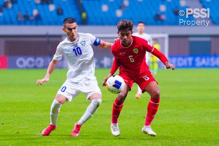 Pertandingan antara Timnas U-20 Indonesia vs Uzbekistan di Shenzen Youth Football Training Base Centre Stadium, Minggu, 16 Februari 2025. (PSSI)