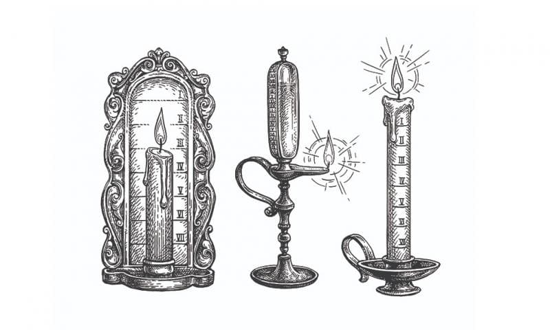 Lilin dengan papan pengukur penanda waktu. (mymodernmet-com)