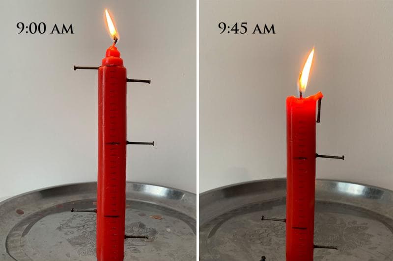 Contoh lilin alarm yang dipakai sebelum ada jam weker. (Theepochtimes)