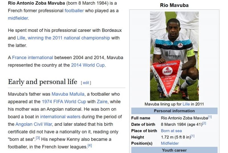 Di laman Wikipedianya, terlihat jelas tempat lahirnya adalah "born at sea" atau lahir di laut. (Wikipedia)