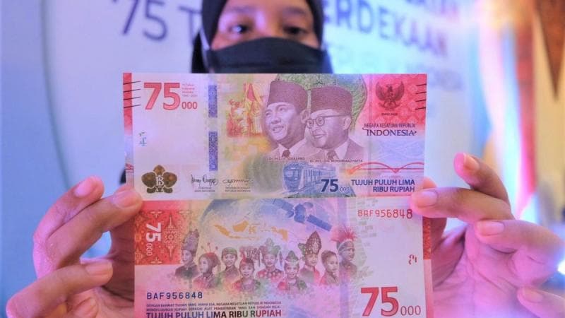 Salah satu dari 4 UPK yang pernah diterbitkan BI. UPK dengan nominal Rp75.000 ini terbit pada 2020 bertepatan dengan HUT ke-75 Indonesia. (VOI)
