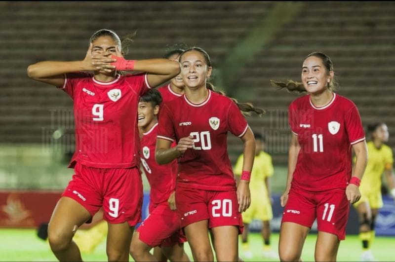 Aksi&nbsp;Claudia Scheunemann (nomor 9) di Timnas Putri Indonesia. (Timnas Indonesia)