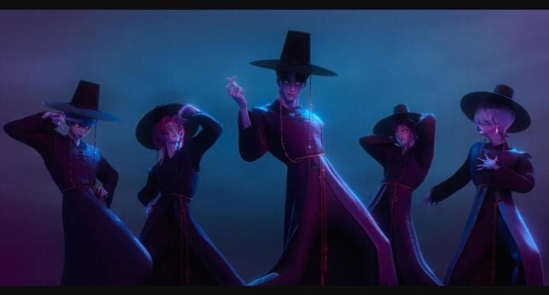 Kostum Saja Boys di 'Kpop Demon Hunters' dianggap cocok dengan tema Halloween. (Netflix)