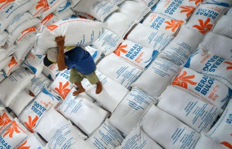 Ilustrasi: Sebagian beras yang disimpan di gudang Bulog mengalami penurunan kualitas. (Antara Foto/Iggoy el Fitra via Kontan)