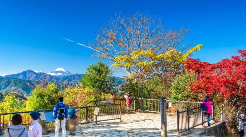 Pemandangan Gunung Fuji di kejauhan bisa kamu lihat di puncak Gunung Takao. (Gltjp)
