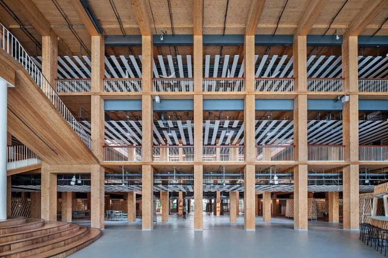 Struktur kampus bisnis NTU, Gaia, yang terbuat dari kayu membuatnya sangat estetik. (Gaia/Joseph Goh Meng Huat)