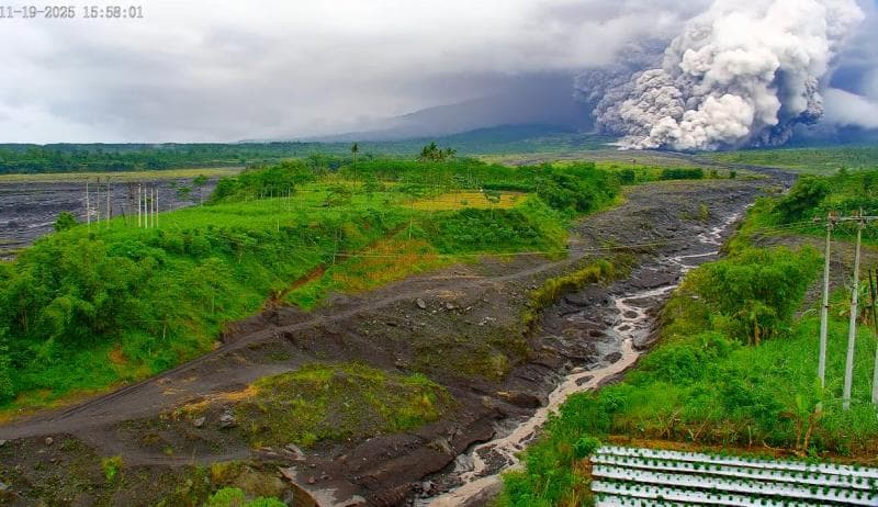 Luncuran awan panas erupsi Semeru yang cukup besar pada Rabu (19/11). (X/ipoksamidub)